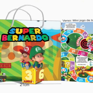 Sacolinha Horizontal Super Mario com Mini jogo no verso