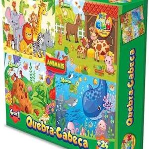 Quebra Cabeça 4 em 1 Animais 6, 9, 12 e 16 Peças GGB Plast | .br